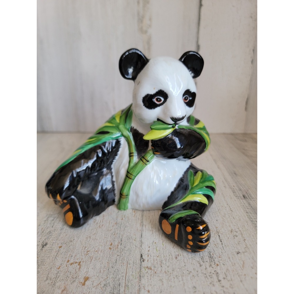 Lynn chase vintage giant panda piggy bank ceramic zoo china home decor